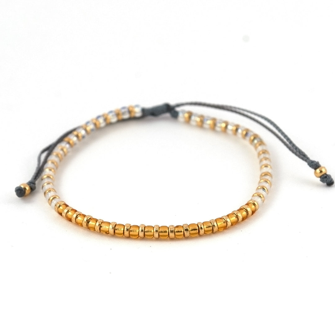 "ESPOIR" Bracelet ombré topaze, opale jaune, cristal aurore boréale et or